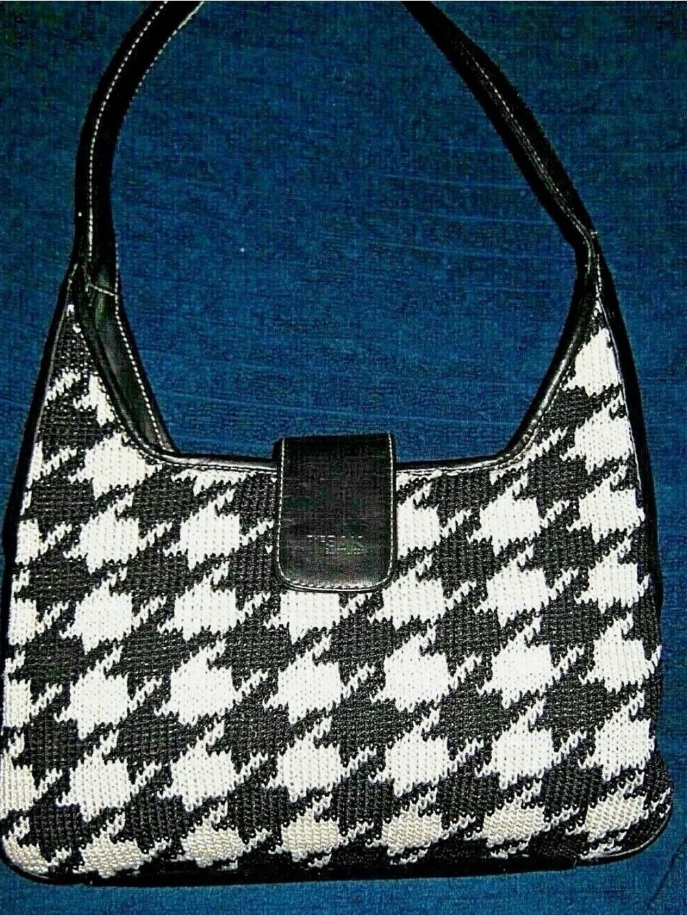 Rare The SAC by Elliott Lucas, Black & White Houndstooth Shoulder Bag for Women
